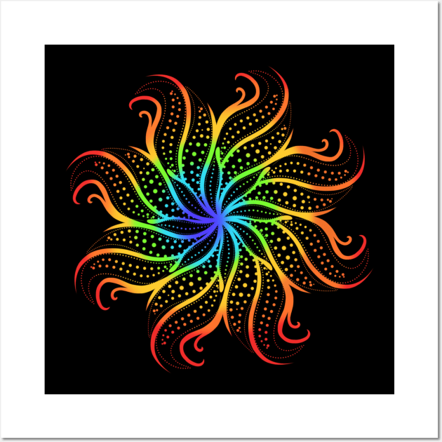 Trippy Rainbow Mandala Wall Art by nataliesnow24